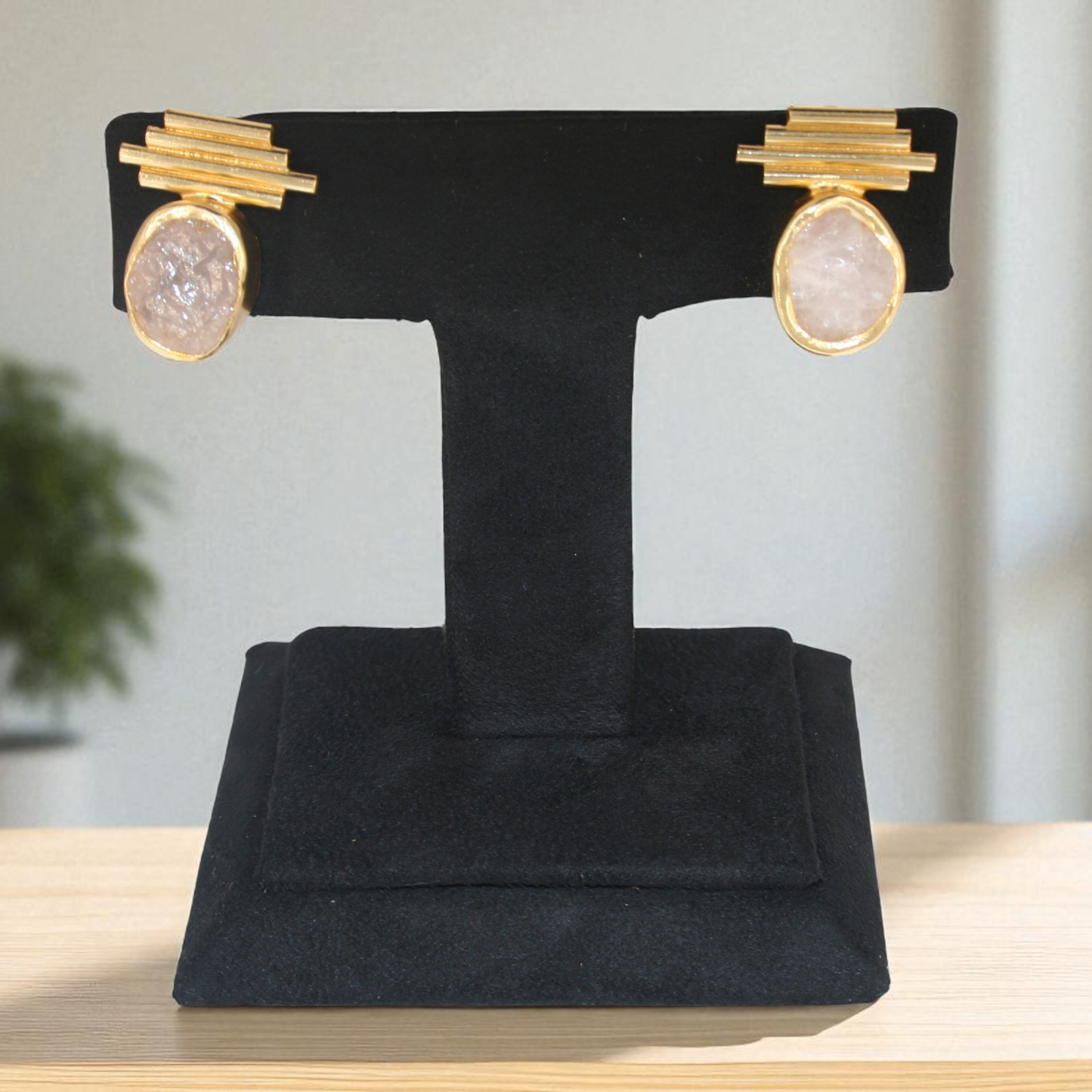 Raw Rose Quartz Earrings