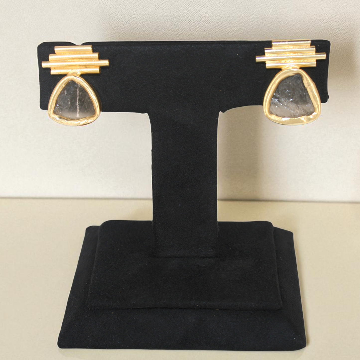 Raw Cut Stone Earring