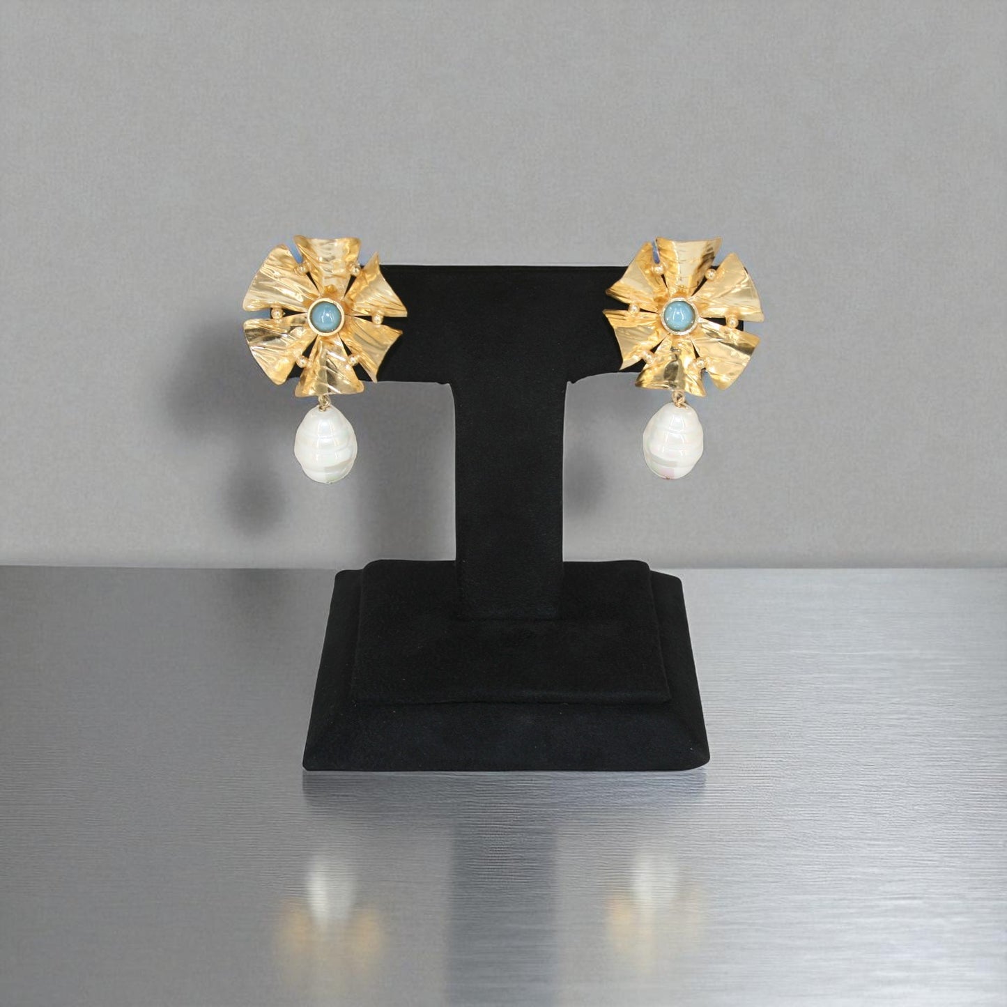 Radiant Starburst Pearl Drop Statement Earrings