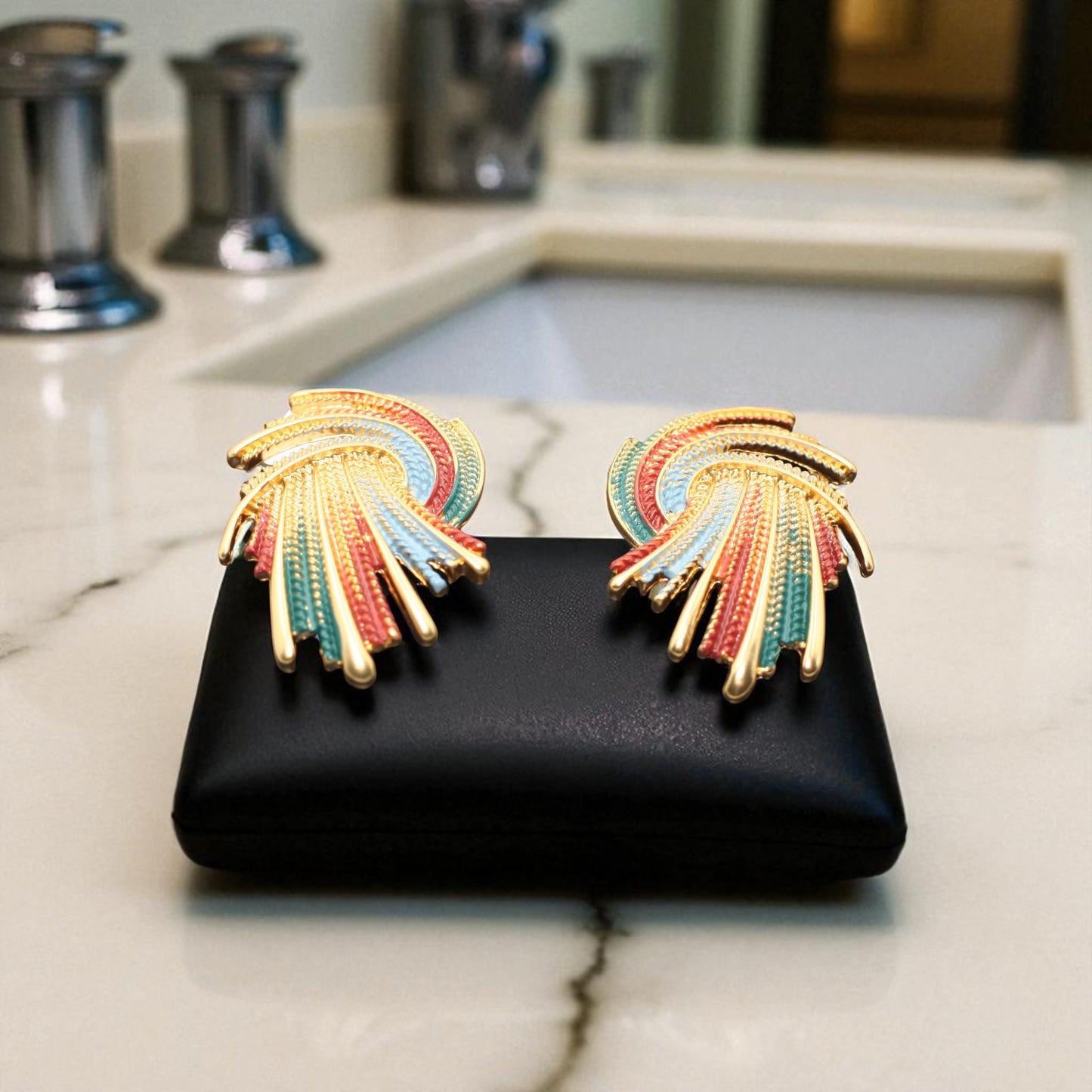 Retro Radiance Multicolor Statement Earrings