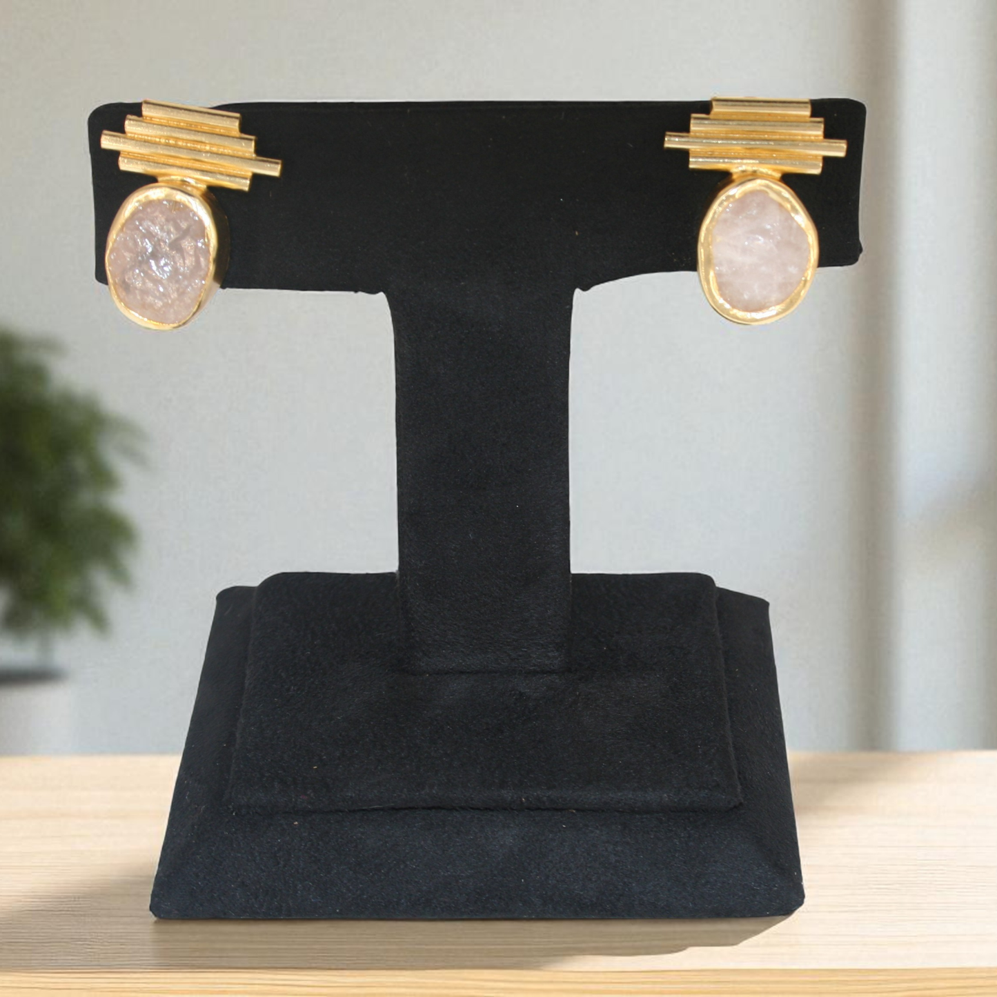 Raw Rose Quartz Earrings