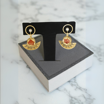 Raw Carnelian Stone Earring