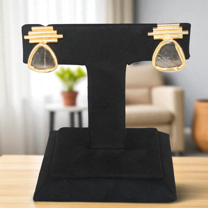 Raw Cut Stone Earring
