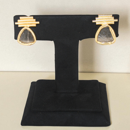Raw Cut Stone Earring