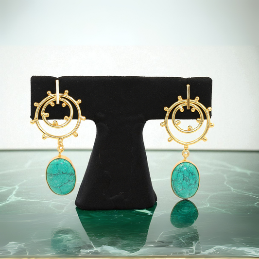 Handmade Earrings with Turquoise Stone Drop