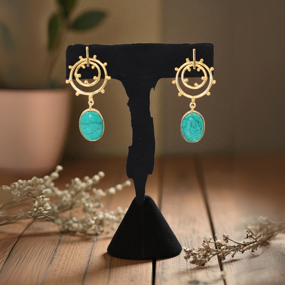 Handmade Earrings with Turquoise Stone Drop