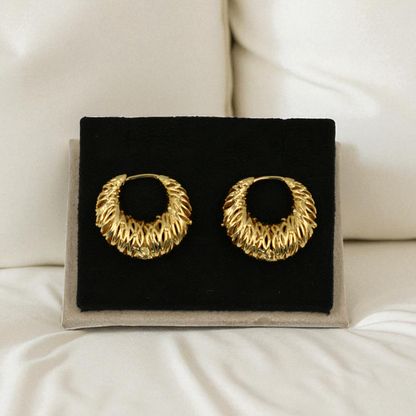 Textured Golden Hoop Earrings