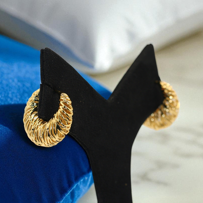 Textured Golden Hoop Earrings
