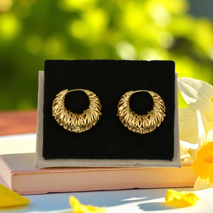 Textured Golden Hoop Earrings