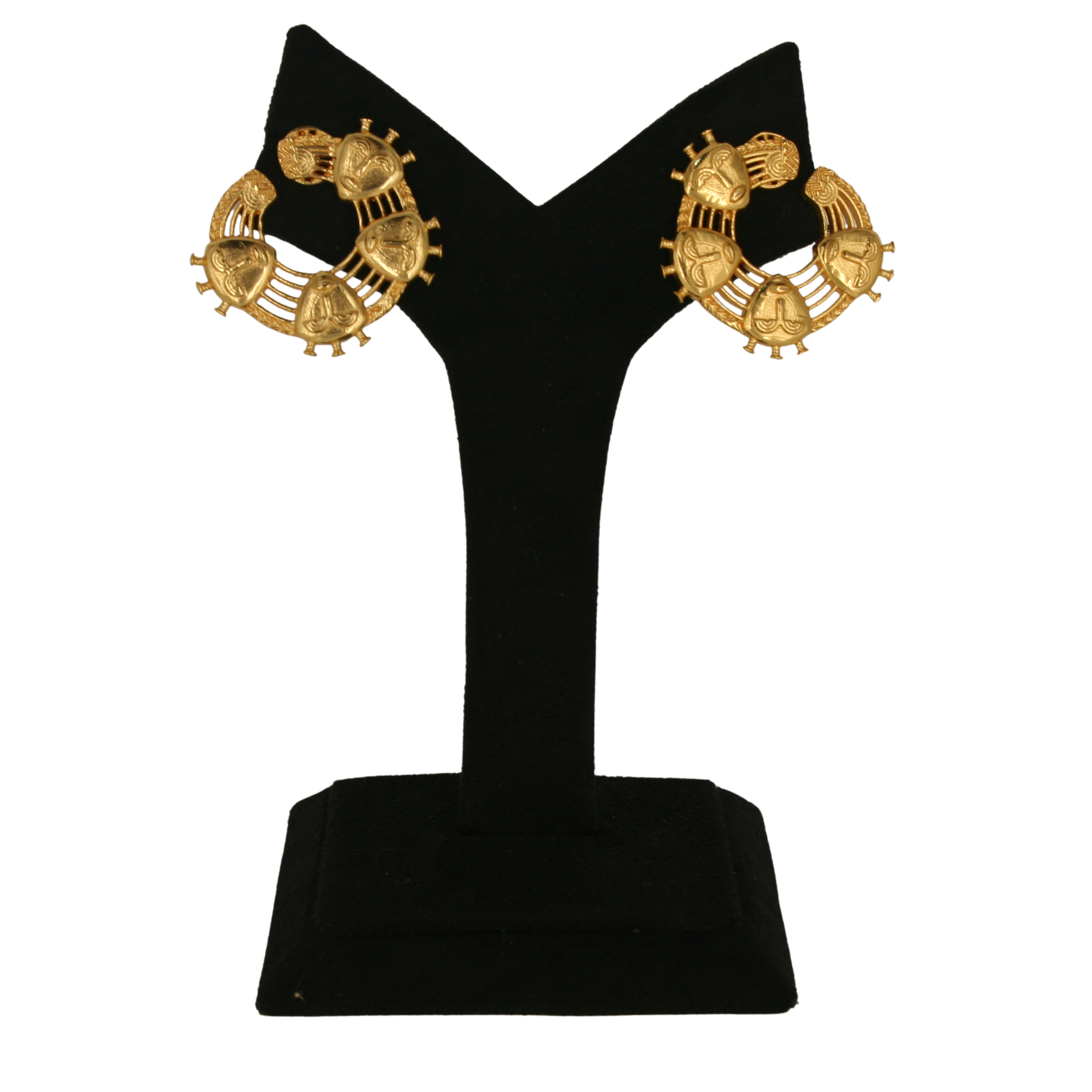 Handmade Gold Plated Face Design Earrings