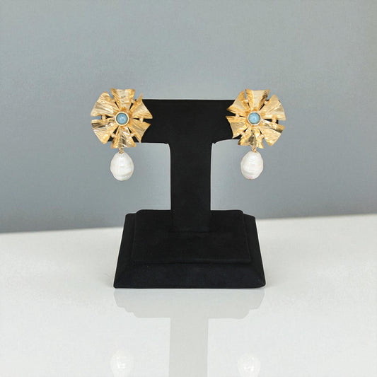 Radiant Starburst Pearl Drop Statement Earrings