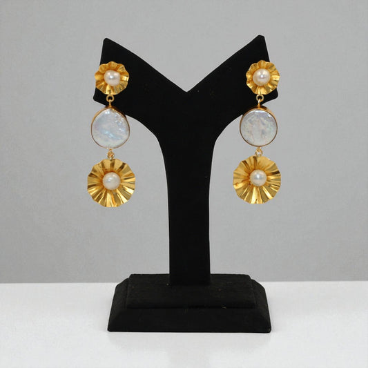 Golden Halo Triple Drop Statement Earrings