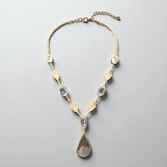 Celestial Cascade Gemstone Drop Statement Necklace