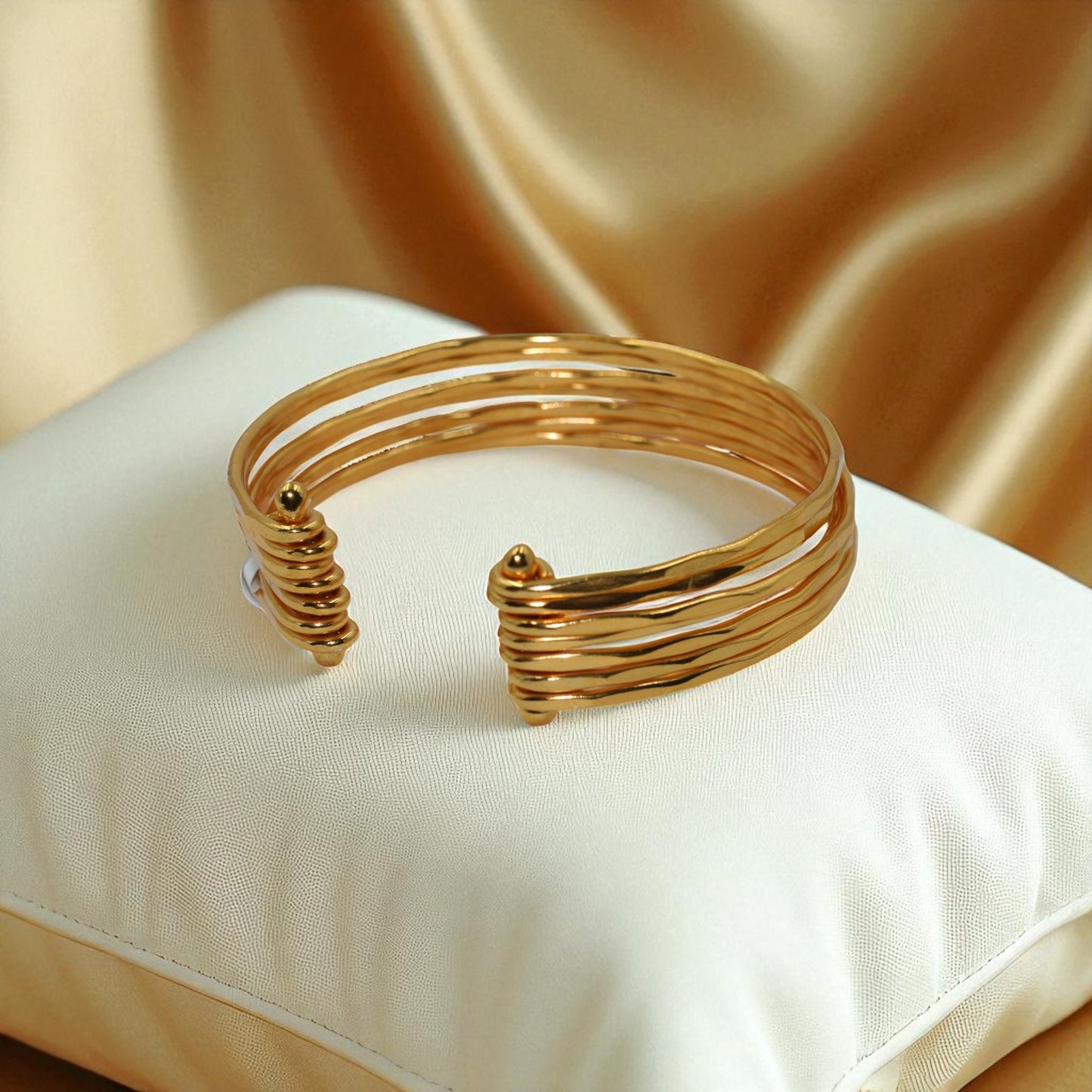 Golden Wave Open Cuff Bracelet