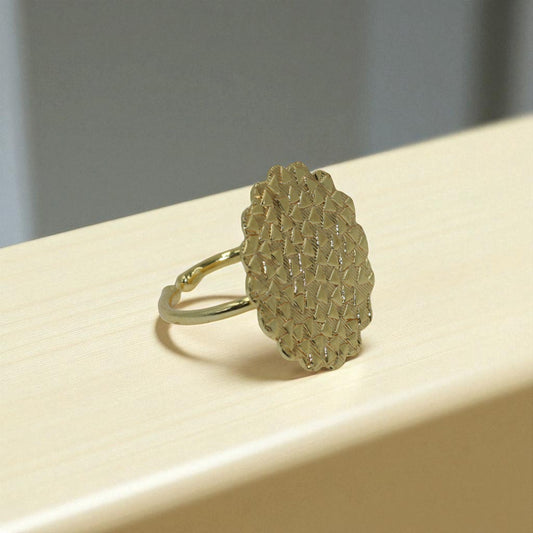 Traditional Textured Gold-Plated Adjustable Finger Ring