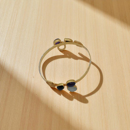 Elegant Gold-Plated Bangle with Multicolor Gemstone Accents