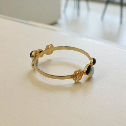 Elegant Gold-Plated Bangle with Multicolor Gemstone Accents