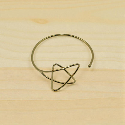 Minimalist Gold-Plated Open Bangle with Geometric Star Design