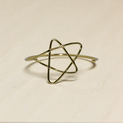 Minimalist Gold-Plated Open Bangle with Geometric Star Design