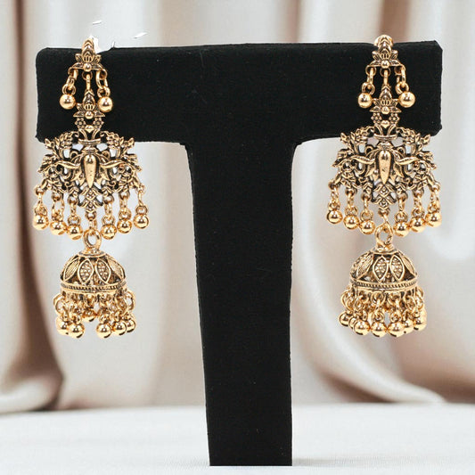 Traditional Antique Gold-tone Jhumka Earrings