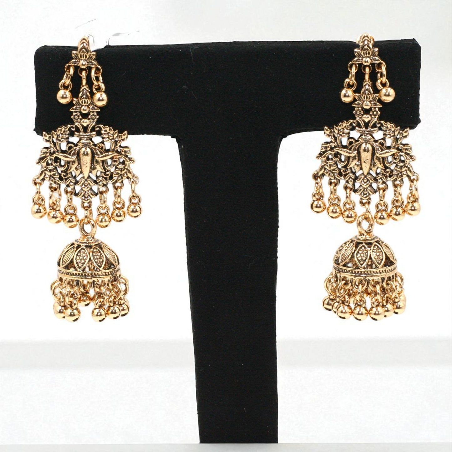 Traditional Antique Gold-tone Jhumka Earrings