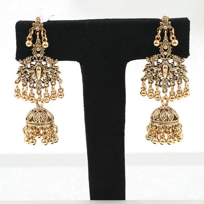 Traditional Antique Gold-tone Jhumka Earrings