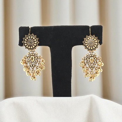 Antique Gold-Plated Filigree Chandelier Earrings