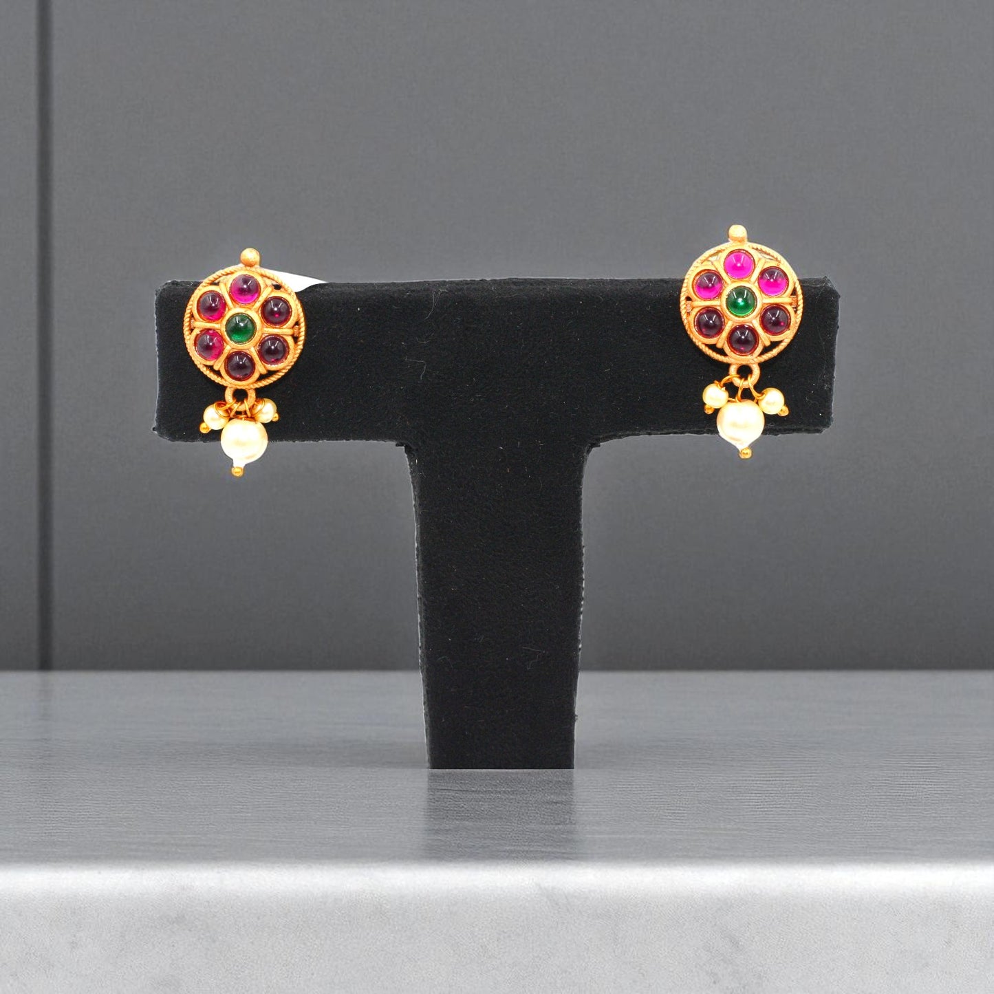 Traditional Stud Earrings with Pearl Danglers