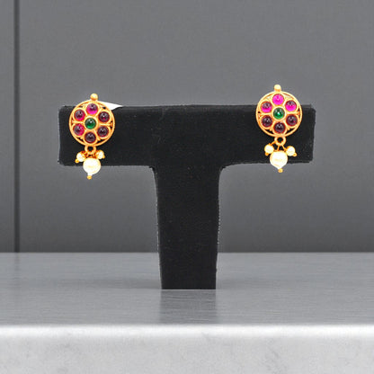 Traditional Stud Earrings with Pearl Danglers