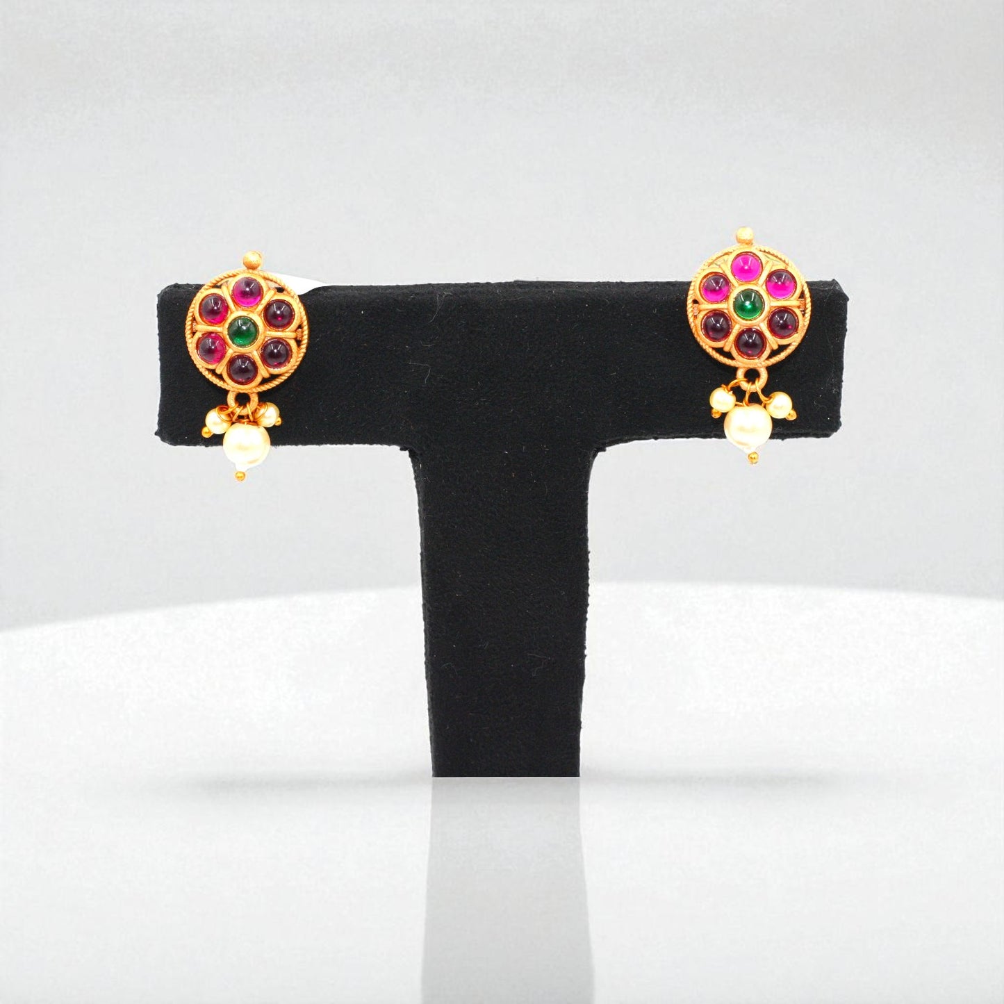 Traditional Stud Earrings with Pearl Danglers