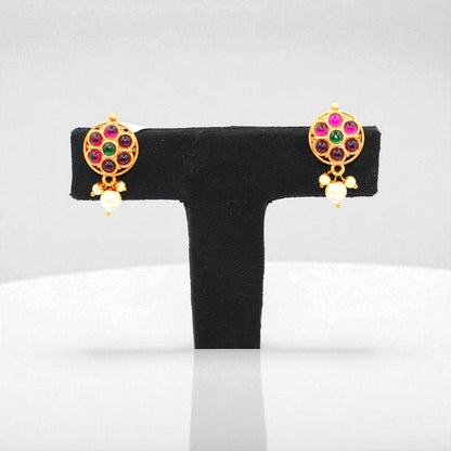 Traditional Stud Earrings with Pearl Danglers