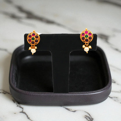 Traditional Stud Earrings with Pearl Danglers