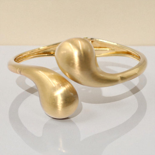 Sculpted Matte Gold Teardrop Hinge Bracelet