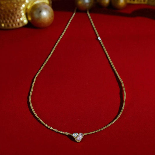 Delicate Gold Chain with Dual-Stone Pendant