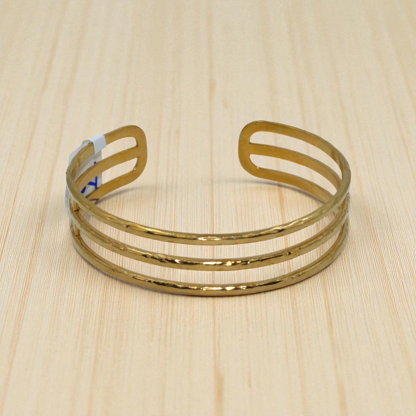 Triple-Band Open Gold Cuff Bracelet