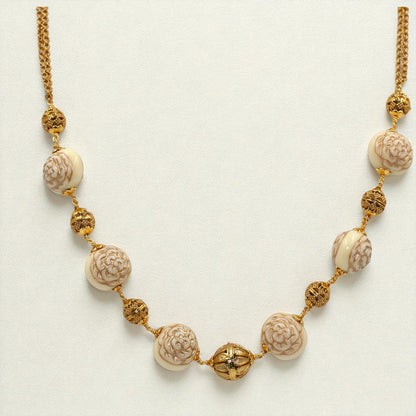 Gold Filigree & Carved Floral Bead Chain