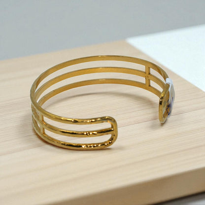 Triple-Band Open Gold Cuff Bracelet